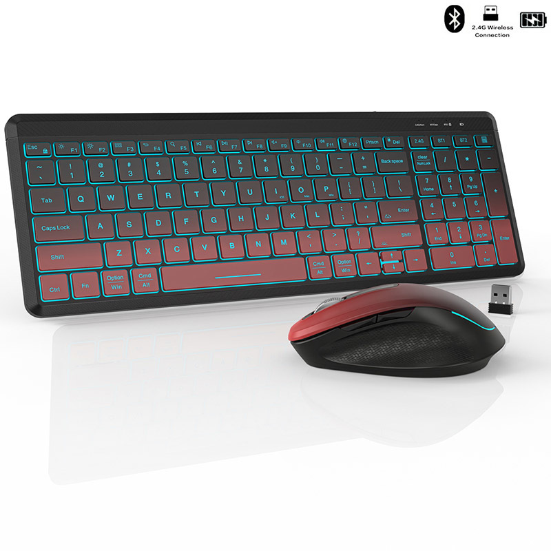 Gaming Keyboard Bundle - RGB Backlit Silent Wireless Keyboard and