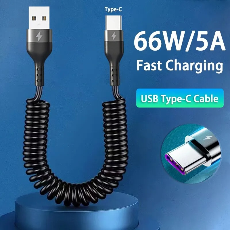 Coiled Usb Cable - 5A Fast Charging Coiled USB C