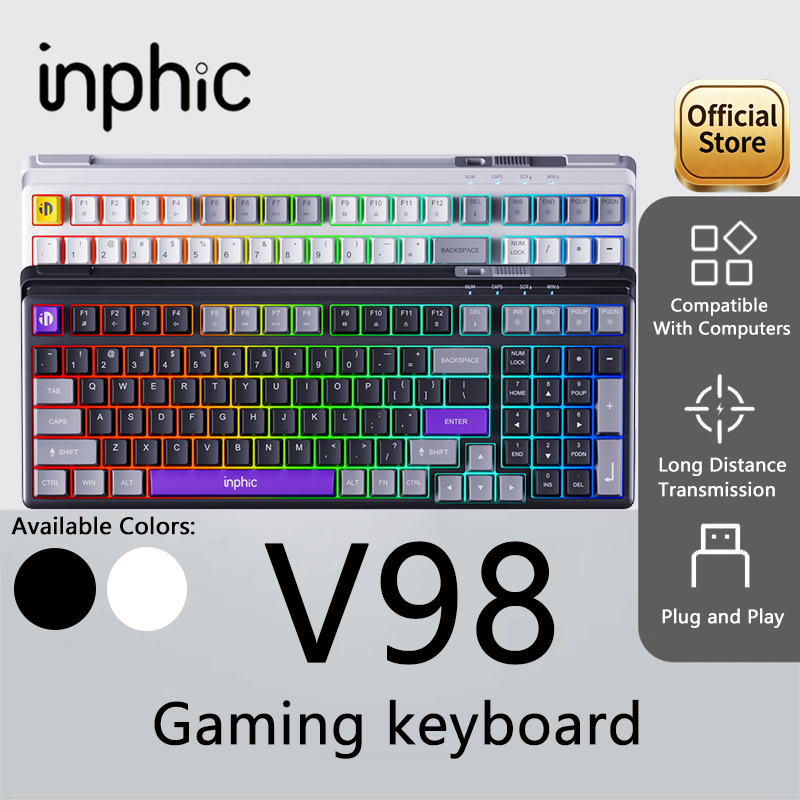 Gaming Keyboard No Noise - INPHIC V98 TYPE-C Wired Gaming Keyboard
