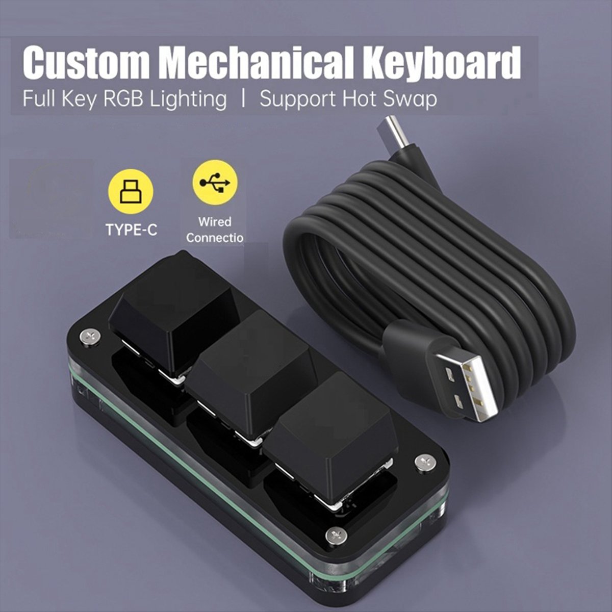 Gaming Keyboard Mini - doyou 3 Keys Macro Programming Mini