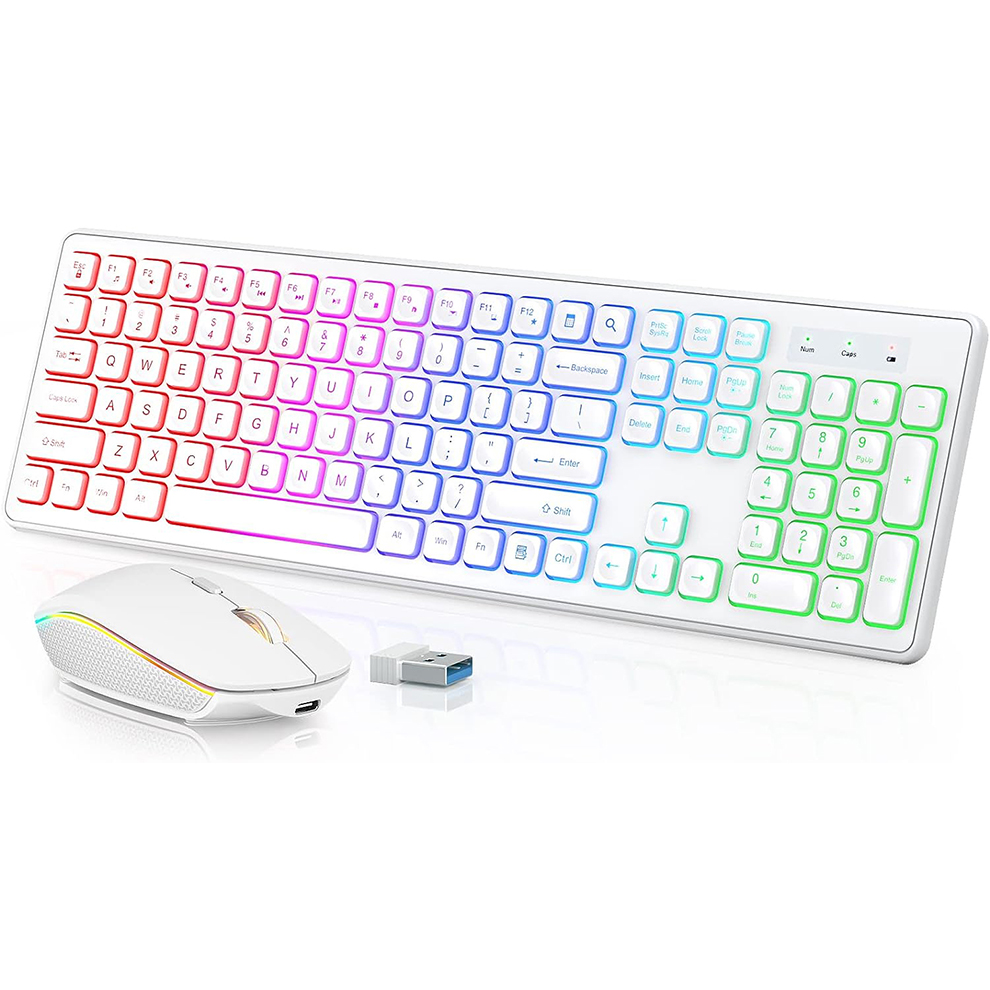 Gaming Keyboard Ergonomics - Backlit Wireless Keyboard and Mouse,Quiet Light