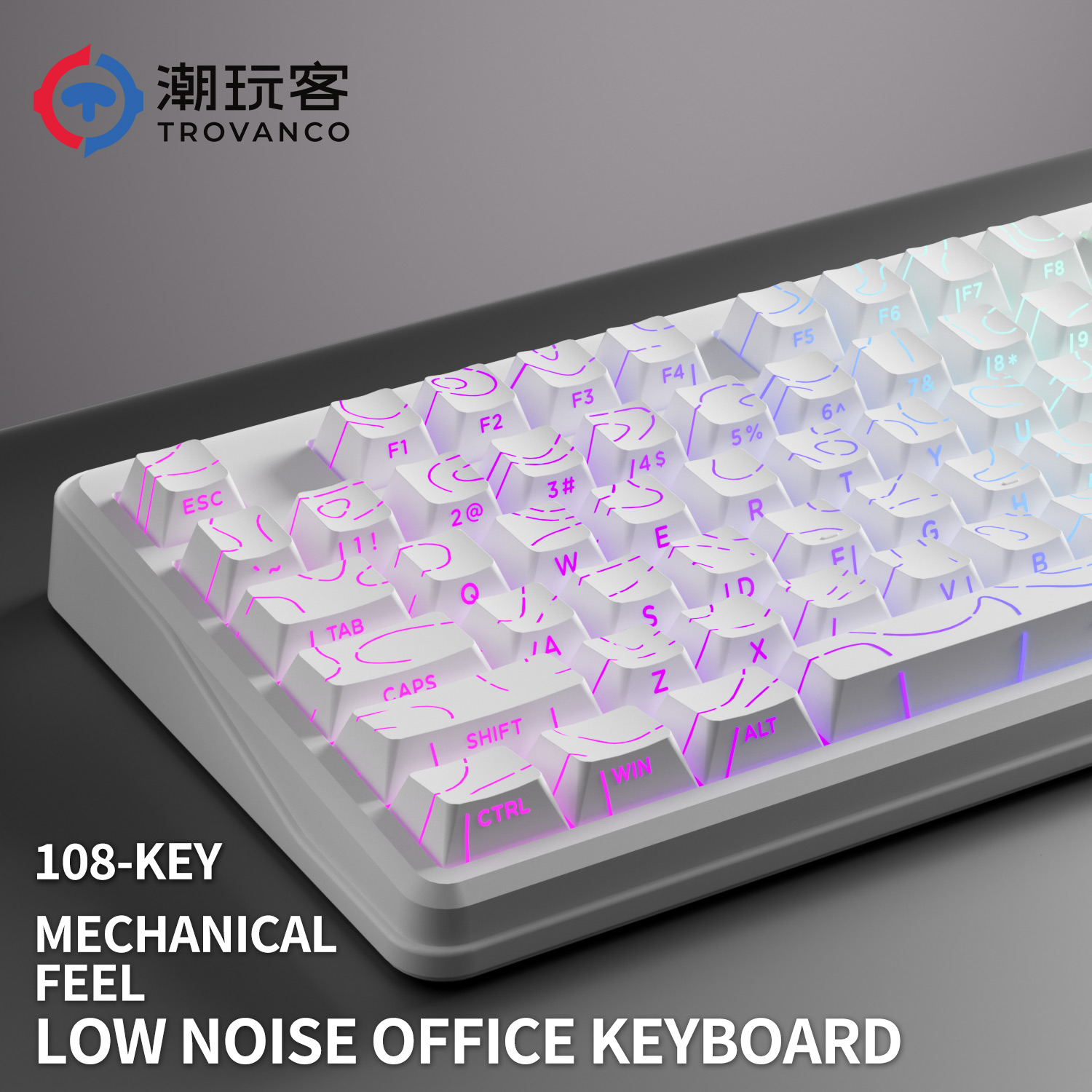 Gaming Keyboard No Noise - V108 Pro Wired&Wirel Keyboard Bluetooth 2.4G