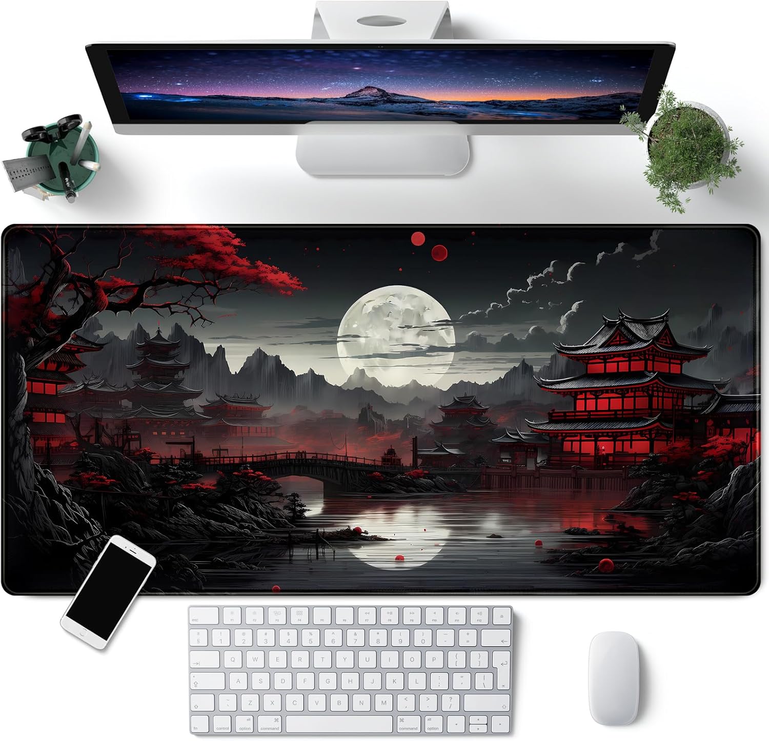 Japanese Desk Mat Riverside Fu - Gaming Keyboard And Mouse review and price