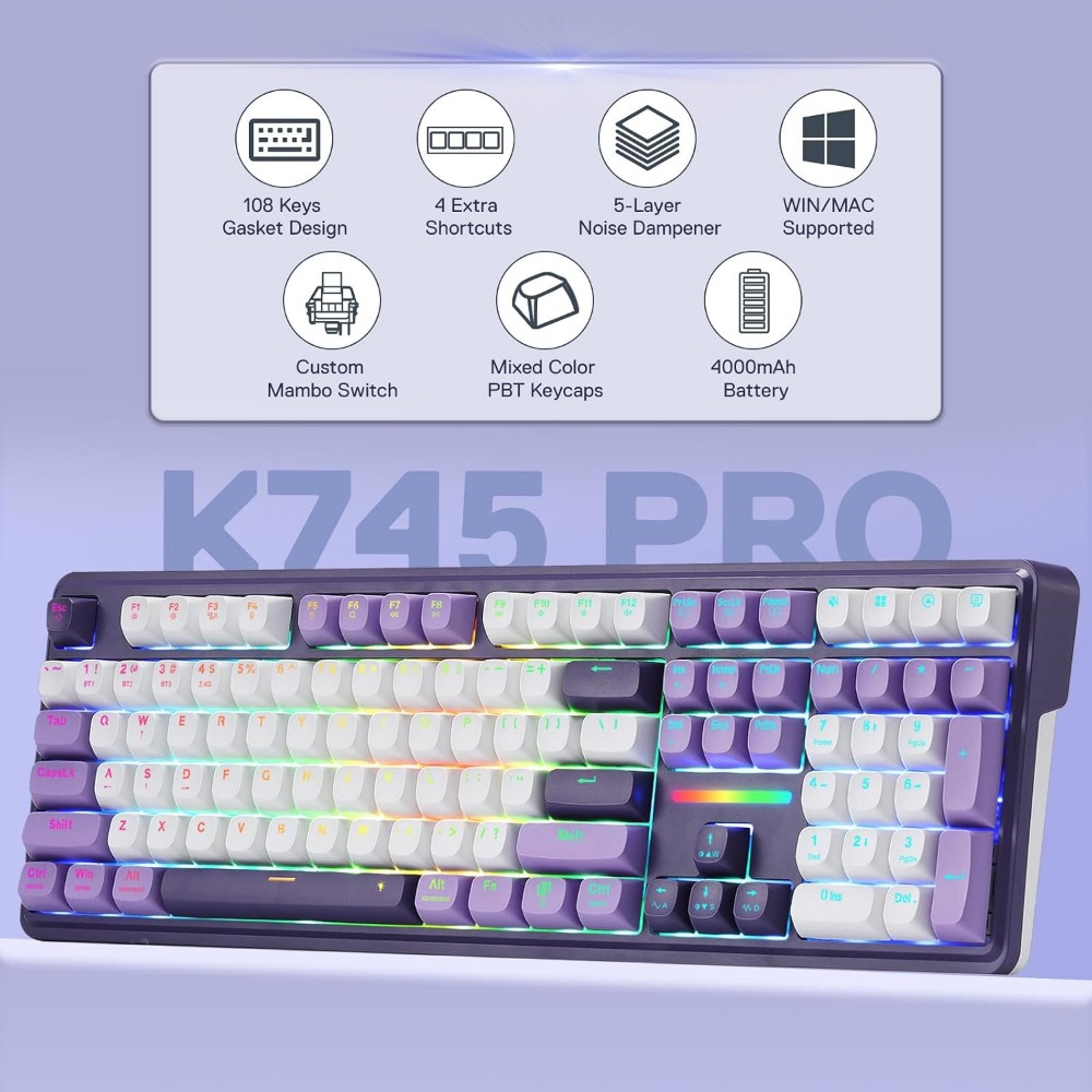Wireless RGB Mechanical Gaming - Gaming Keyboard No Noise review and price