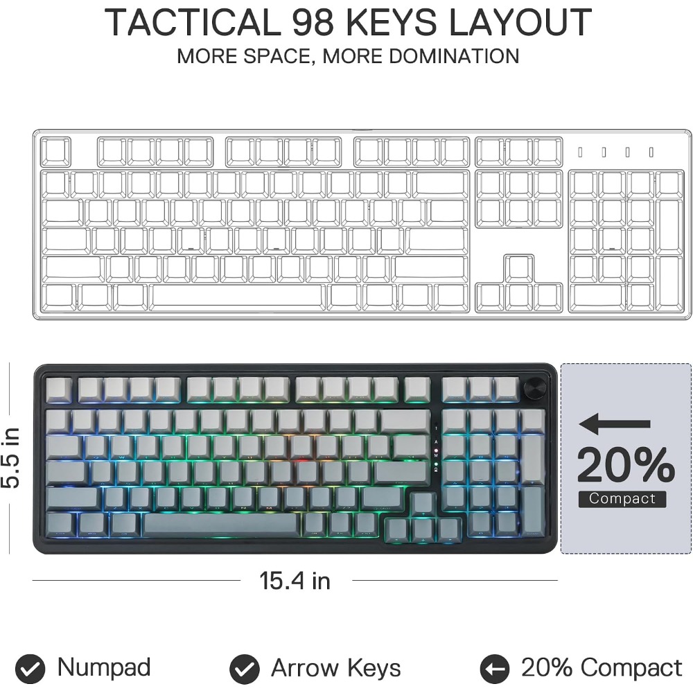 98-Key Wireless Mechanical Gam - Gaming Keyboard No Noise review and price