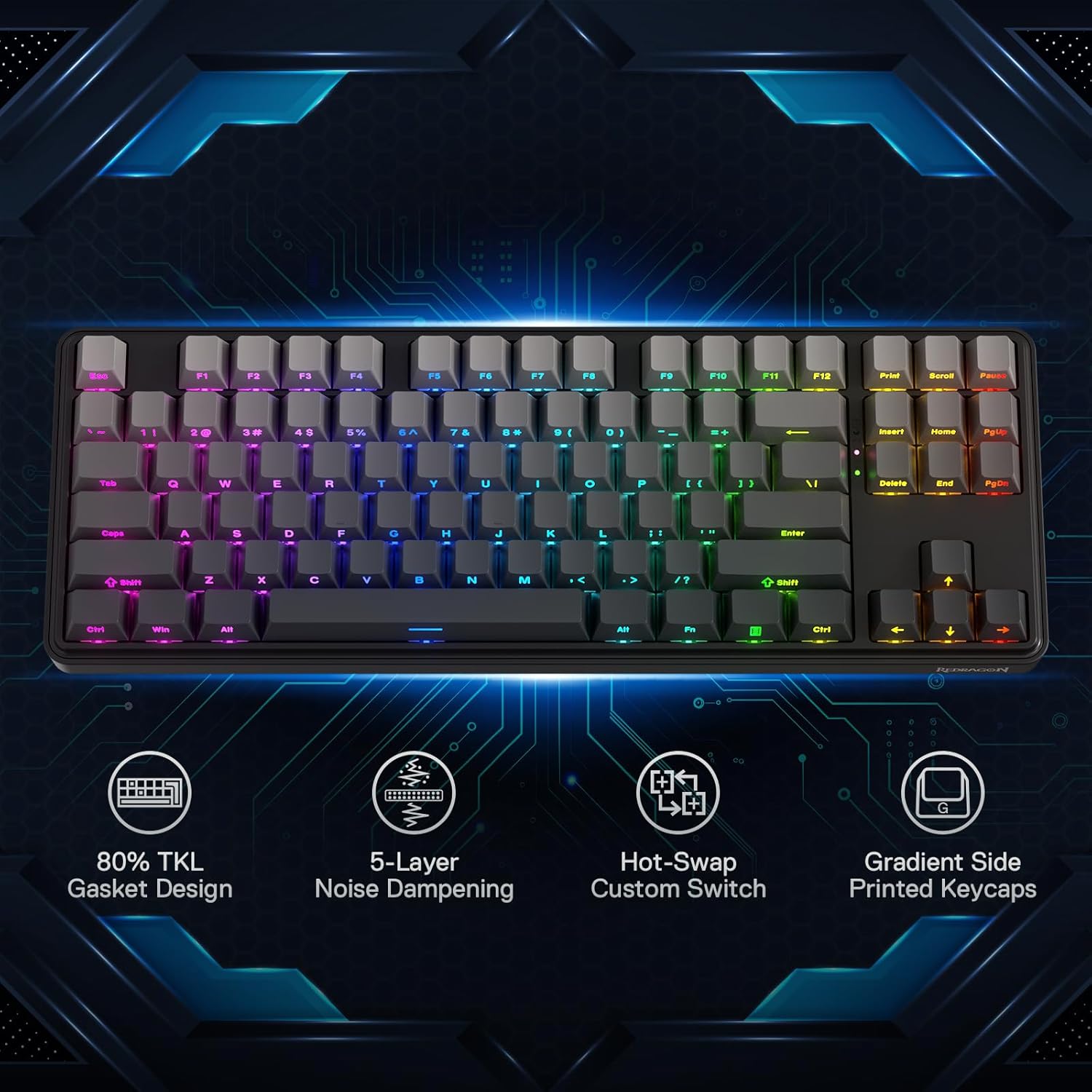 Redragon K707 PRO GB 80% Gaske - Gaming Keyboard No Noise review and price