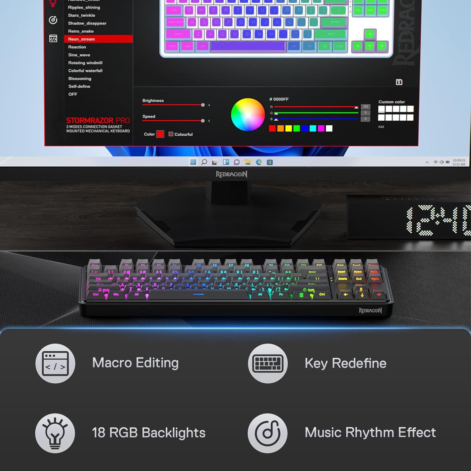 Redragon K707 PRO GB 80% Gaske - Gaming Keyboard No Noise review and price